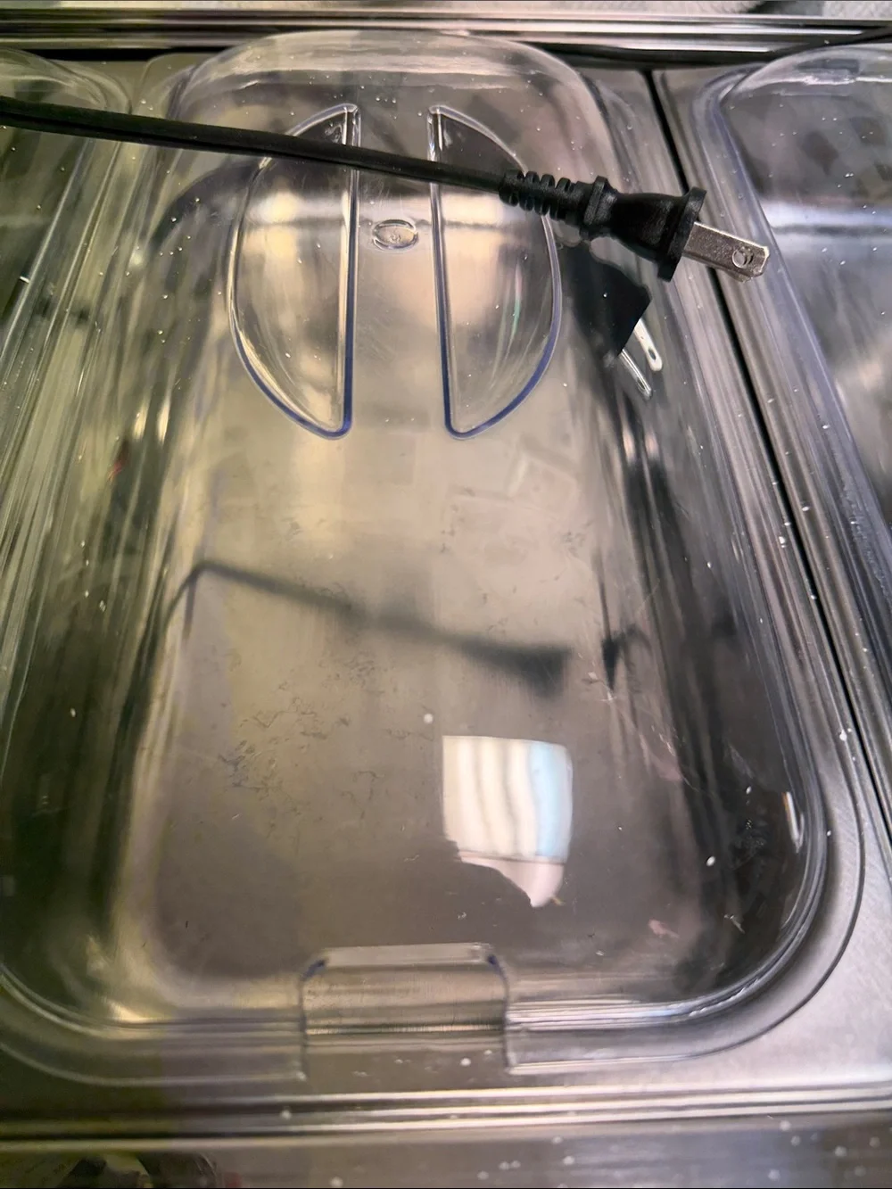 Clear Triple Compartment Food Warmer Lid Set - buffet server